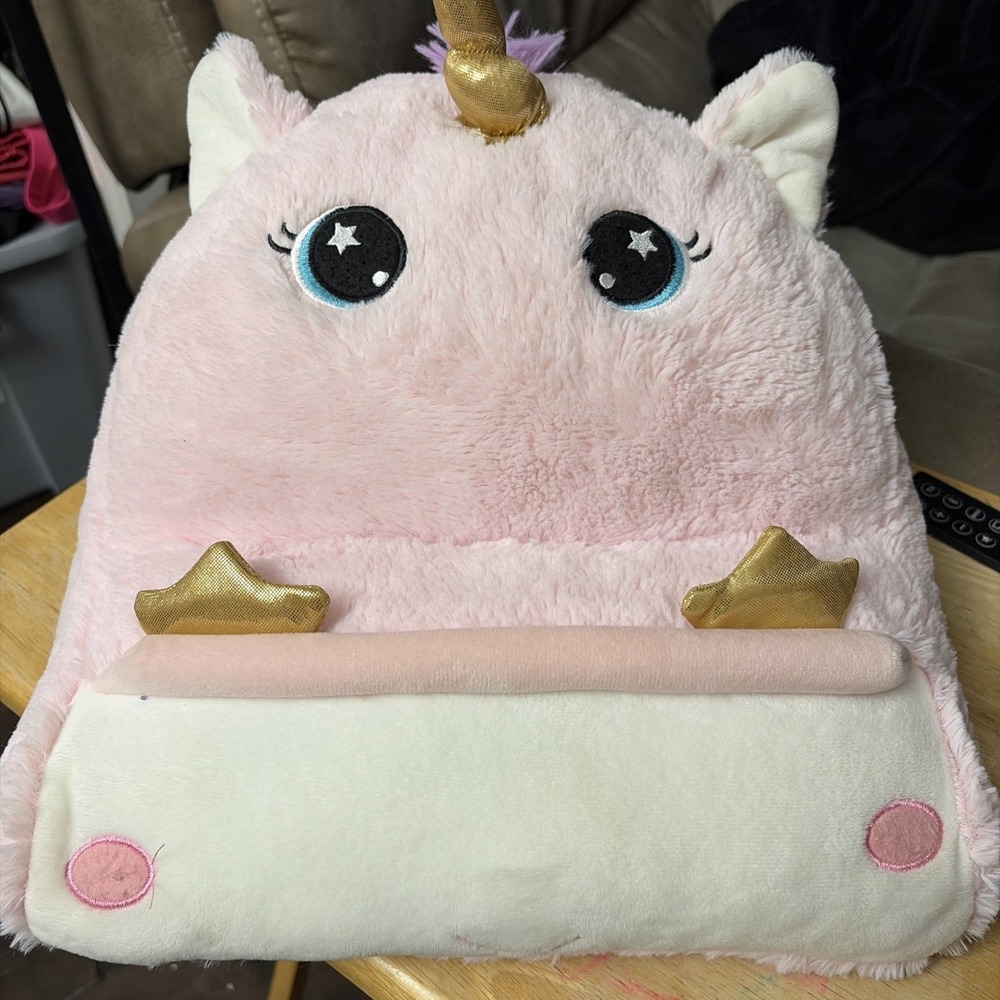 Unicorn Tablet Stand Book Holder Read in Bed Travel Pillow w Pockets